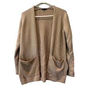 Staccato Artsy Soft Cardigan Sweater Med Tan Chunky Open Front